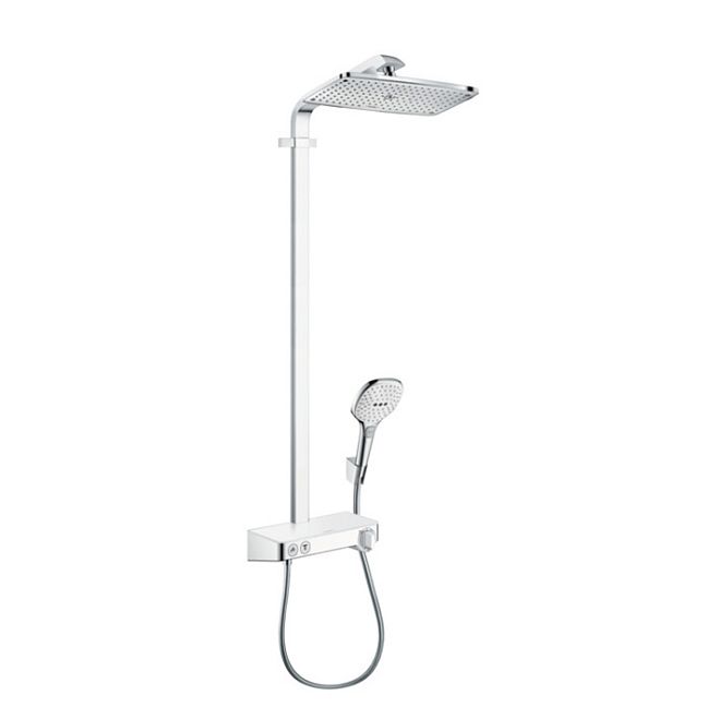 Душевая система Hansgrohe Raindance Select E 360 Showerpipe 1 jet, с верхним душем 36х19см., ручным дешем, и термостатическим смесителем, цвет: хром/белый